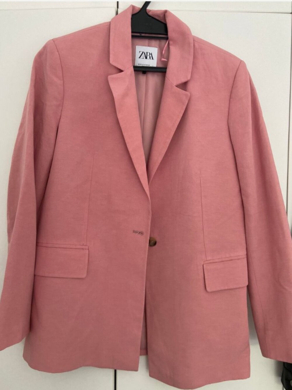 Zara Pink Oversized Linen Blazer Small